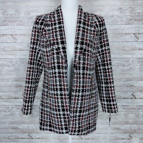 Calvin Klein Tweed Suit Jacket Open Front - Picture 1 of 8